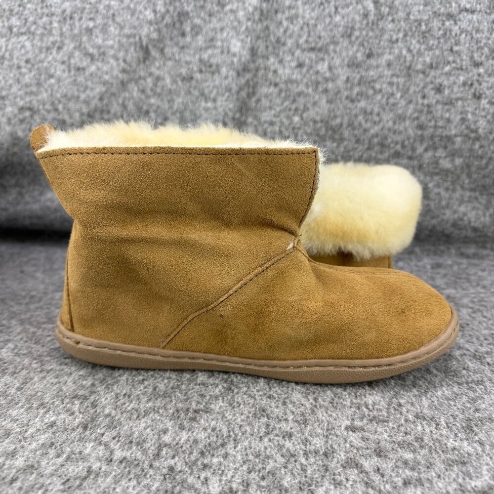 ✅Women's 7 Minnetonka Sheepskin Ankle Boot Golden Tan Slippers 3351 Moccasins - Picture 9 of 14